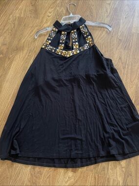 Cupio Black  sleeveless Tunic with Gold and Silver Stud Accents